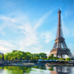 Seine in Paris with Eiffel Tower in sunrise time